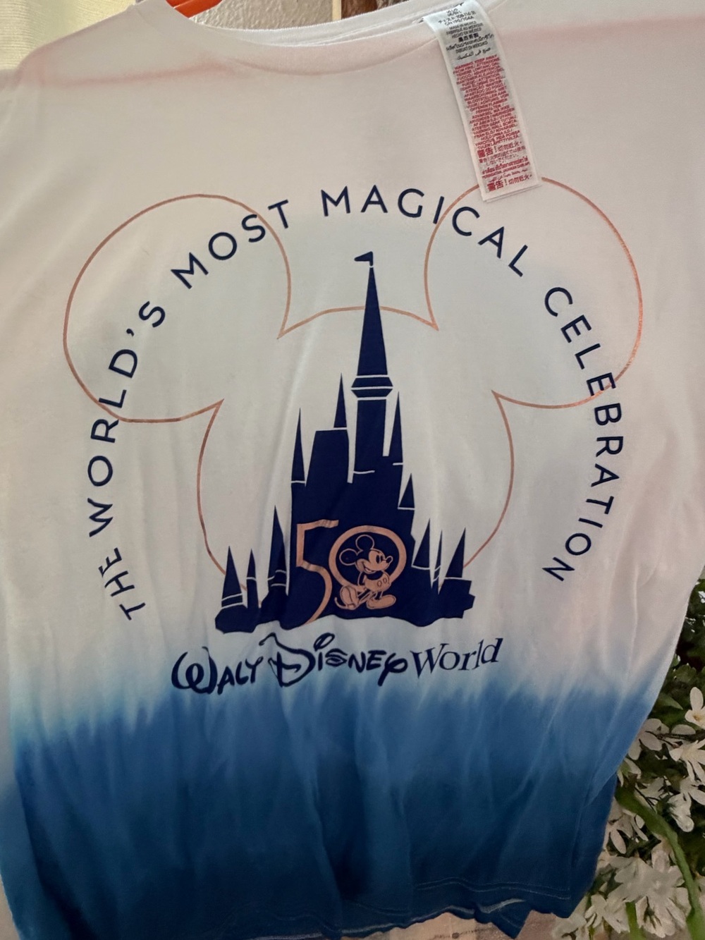 Walt Disney World 50th Celebration Ombre Tee - White & Blue